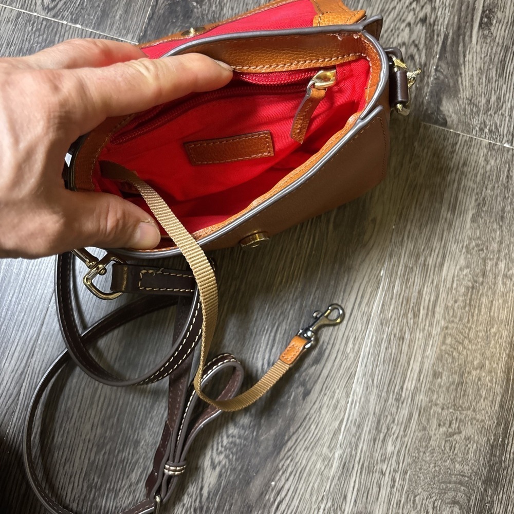Dooney Bourke Saddle Crossbody Pebble Leather Taupe - Picture 8 of 14